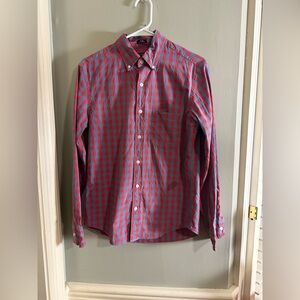 J. Crew Red and Blue Casual Button Down Shirt